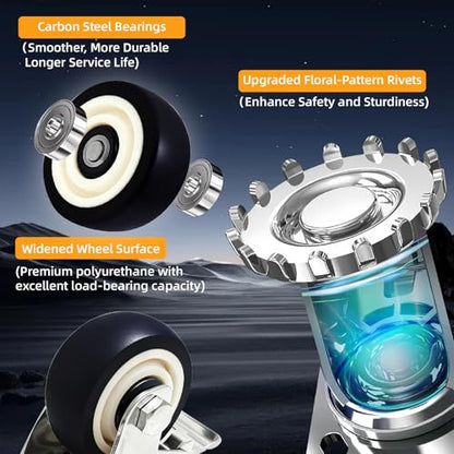 5'' 304 Stainless Steel Caster Wheels, 2700Lbs Heavy Duty Casters Set of 4 - size: 5inch