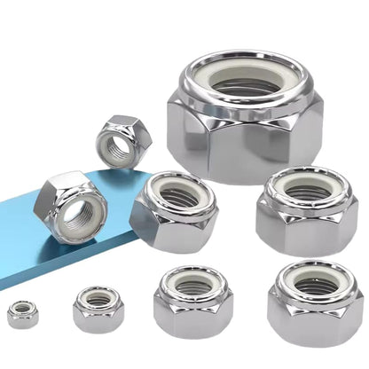 50pcs #8-32 Inch Nylon Inserted Self Locking Nuts 304 Stainless Steel, 8#-32 Nylock, #8-32 Nylon Lock Nuts for Furniture, Tools, Handle (50pcs #8-32) - size: 50pcs #8-32