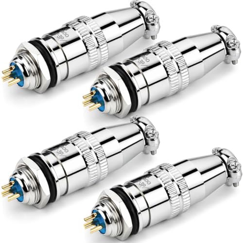 CLYXGS [4 Pack] XS10 Aviation Connector Plug & Socket, 3 Pin, Quick Push-Pull Ball Detent Locking, 10mm Panel Cutout, 6A 250V Industrial Metal Wire Connector Adapter (XS10-3P) - style: XS10-3