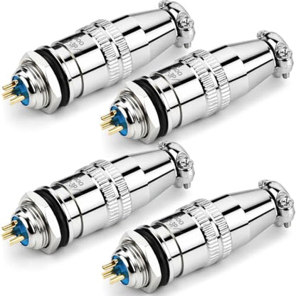 CLYXGS [4 Pack] XS10 Aviation Connector Plug & Socket, 3 Pin, Quick Push-Pull Ball Detent Locking, 10mm Panel Cutout, 6A 250V Industrial Metal Wire Connector Adapter (XS10-3P) - style: XS10-3