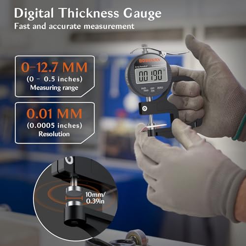 Digital Thickness Gauge 0-0.5 inch(0-12.7 mm)/0.0005 inch(0.01 mm)