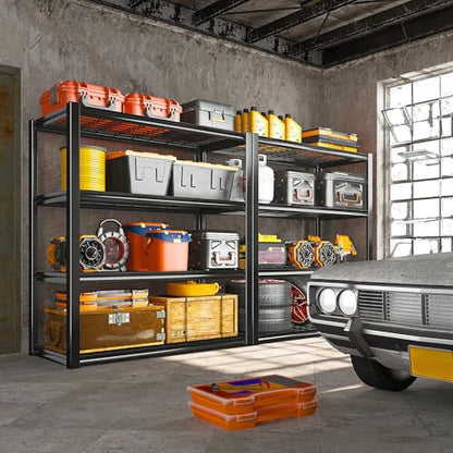 REIBII 40" W Storage Shelves with Wire Mesh Panels for Garage Organization - color: Black