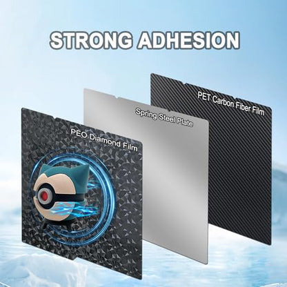 264X276mm PEO+ PET Build Plate for Kobra 4/Kobra S1/Kobra X, Smooth Diamond PEO+Carbon Fiber PET Platform Spring Steel Flexible Platform Heated Bed for Anycubic Kobra S1 Combo 3D Printer - size: 264x276mm