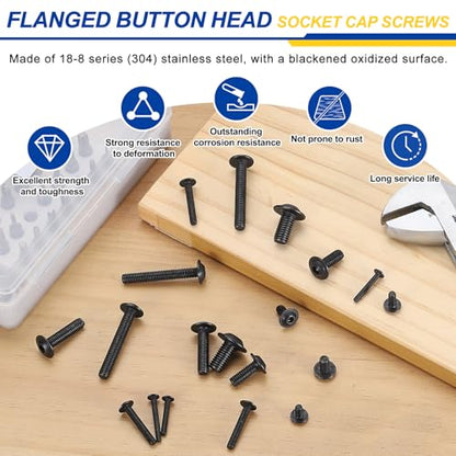 25pcs M6-1x25mm 304 SS Flanged Button Head Socket Cap Screws - size: M6-1x25
