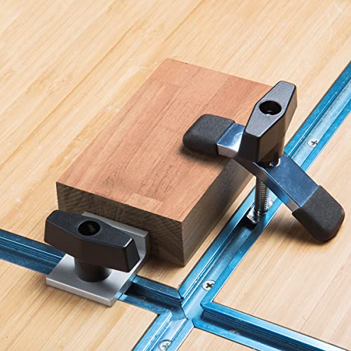 POWERTEC 5 Pack 1/4"-20 T Knobs, Threaded Clamping Knobs for T Track & Table Saw Accessories, Featherboard, Woodworking Jigs on Miter Saw, Router Table, Drill Press (QNB3001) - style: 1/4", T-Knob