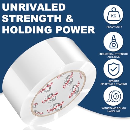 6 Rolls Transparent Packing Tape 2" x 60Yd with Dispenser Clear Tape - size: Clear, 6 Rolls - 2In x 60Yd