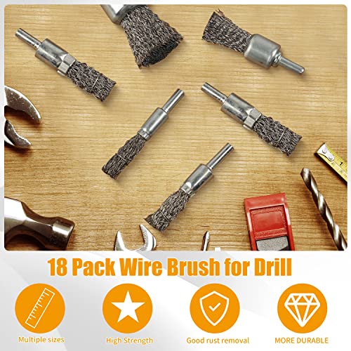 30 Pack Wire End Brush Set, 6 Sizes 0.012" Crimped Carbon Steel Wire Wheel Drill with 1/4 Inch Hex Shank - style: 30 Pcs Kit