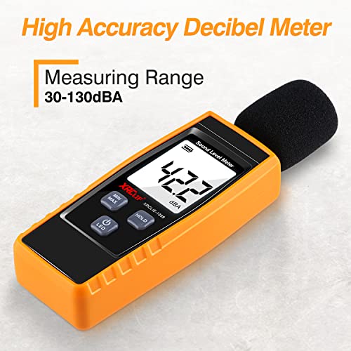 Decibel Meter Sound Level Reader 30-130dB(A), Hand-held Sound Noise Meter with Backlight Alarm, Digital Noise Meter Decibel Monitoring Tester Calibrated Audio Noise Volume Measuring Instrument - color: Colored A