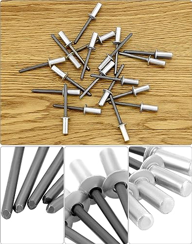 QWORK Closed End Aluminum Blind Rivets, 500 Pcs 3/16" x 1/2" Aluminum Blind Rivets with Steel Mandrel – Waterproof Sealing Fasteners for Marine, Automotive & Metal Fabrication – 4.8 x 12mm