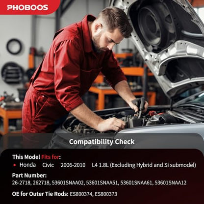 PHOBOOS Hydraulic Power Steering Rack and Pinion Fit for Honda Civic - size: 26-2718/ES800373