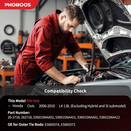 PHOBOOS Hydraulic Power Steering Rack and Pinion Fit for Honda Civic - size: 26-2718/ES800373