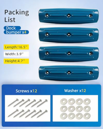 OCEANBROAD Dock Fender Bumpers, 17" Horztial Dock Bumpers for Edge Side - color: Ocean Blue, style: 4 Pack