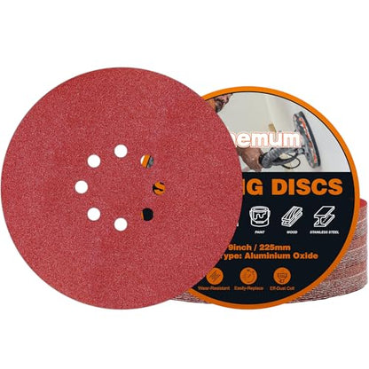 30 PCS 9 Inch Drywall Sanding Discs 100 Grit 8 Hole - color: 8 Hole, size: Grit 100