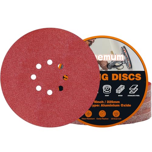 30 PCS 9 Inch Drywall Sanding Discs 100 Grit 8 Hole - color: 8 Hole, size: Grit 100