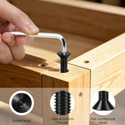 8 PCS 3/8"-16 x 2 Flat Head Socket Cap Screws Bolts, Countersunk Allen Bolts, 10.9 Grade Carbon Steel, Full Thread, Black Coating, Screwdriver Included - color: Black, size: 3/8"-16 x 2"