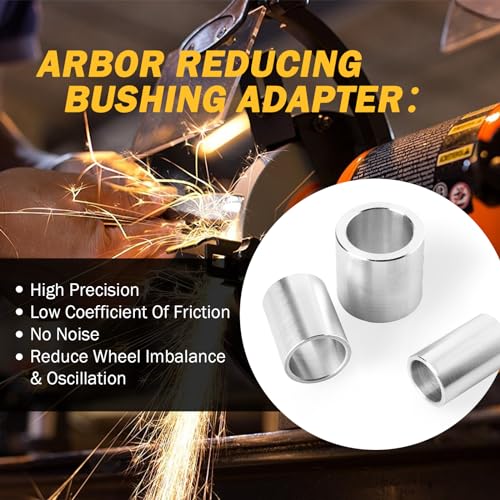 Reducing Bushing Arbor Adapters Fit for Bench Grinding Wheel Or Sanding Wheel Arbor Hole 1" Thick from 1-1/4" to 1", 3/4", 5/8", 1/2" Arbor Aluminum