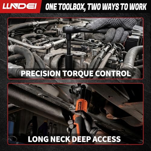 LLNDEI 3/8" Extended Reach Cordless Ratchet Set 102Pcs