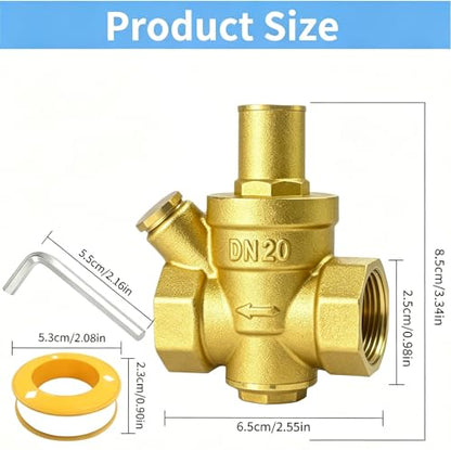 Water Pressure Reducing Valve, 3/4 Inch, 1-75 PSI - size: 0.752 Inch