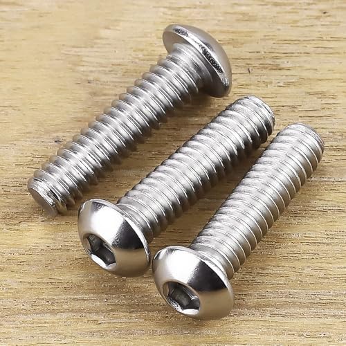 1/4-20 x 7/8" Button Head Socket Cap Bolts Screws, 304 Stainless Steel 18-8, Allen Hex Drive, Bright Finish, Fully Machine Thread, Pack of 25 - size: 1/4-20 x 7/8