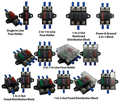 Stack-able Add-on In-line Fuse Holder Panel & Distribution Block for ATO/ATC & ATM/MIN Blade Fuses - Automotive Marine Car Boat RV (3)