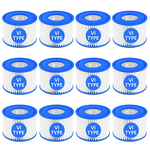 12 Pack Type VI Hot Tub Filter Cartridge Compatible with Lay-Z-Spa, Coleman SaluSpa 90352E 58323 90427E - size: 12 Pack