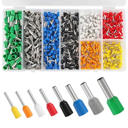 Ferrule Crimping Tool Kit, Crimper Plier with 800PCS Wire Ferrules Kit Wire End Terminals, Self-adjustable Ratchet Tool Set for AWG 23-7 Cable connectors, 0.25-10mm² (HSC8 6-4A + 800) - color: Hsc8 6-4a + 800