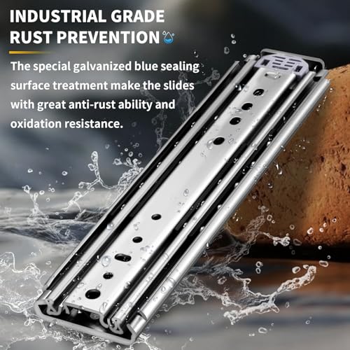 YENUO Heavy Duty Drawer Slides Full Extension Ball Bearing 12–60 Inch 500LB - size: 16 Inch, style: Load:500 lb (No lock) -W:76mm