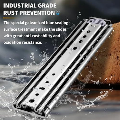 YENUO Heavy Duty Drawer Slides Full Extension Ball Bearing 12–60 Inch 500LB - size: 16 Inch, style: Load:500 lb (No lock) -W:76mm
