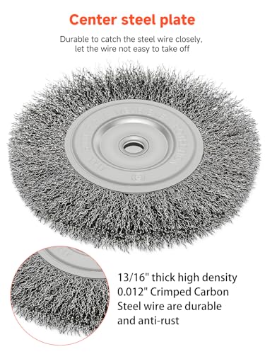 6in Wire Wheel Brush for Bench Grinder, Coarse Crimped Steel-4pcs