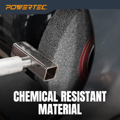 POWERTEC Bench Grinder Wheel + Diamond Wheel Dresser 6 Inch 100 Grit, Aluminum Oxide Grinding Wheel for Bench Pedestal Grinder, 3/4" Thick 1/2" Arbor, Sharpening & Shaping Blade, Chisel & Drill Bits - style: 6" AO Wheel 100 Grit, 1/2 Arbor + Dresser