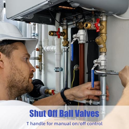 2 Pack 1-1/4'' Ball Valves 304 Stainless Steel NPT Female x Female Full Port Heavy Duty Shut Off Ball Valve 1-1/4 inch for Water, Oil, and Gas with Locking Device, 1000 WOG, Vinyl Handle - size: 1-1/4''