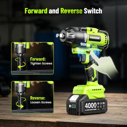 Cordless Impact Wrench, 885Ft-lbs (1200N.m) 1/2" Brushless Impact Gun - size: 1200N.m