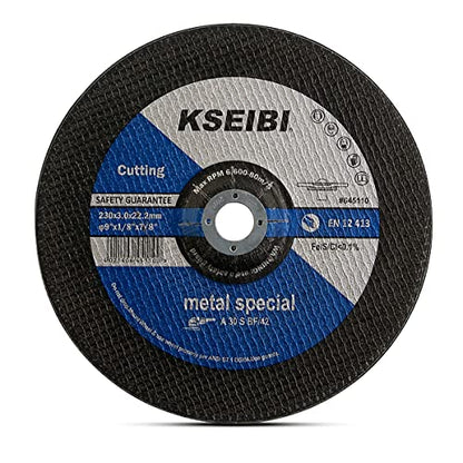 KSEIBI 645110 Grinding Wheels 10-Pack, Aluminum Oxide Discs for Metal & Stainless Steel, 9" x 1/8" x 7/8", Aggressive Grinding for Angle Grinders, Depressed Center Design - size: 9" x 1/8"