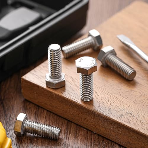 Zonon 50 Pcs 1/4-20 x 1-1/4" Hex Head Screw Bolt, Silver - color: Silver, size: 1/4-20 X 1-1/4"