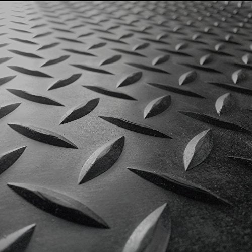 Rubber-Cal Diamond-Plate Rubber Flooring Roll - 3 mm x 4 ft x 15 ft Roll - Black - size: 180"L x 48"W x 0.1"Th