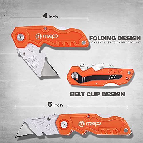 M MEEPO 4-Pack Box Cutter, Colorful Folding Utility Knife w/ 10 pcs Blades - size: 4-PACK