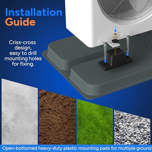 Mini Split Pad with Anti Vibration Paver Pads, 34.6'' x 18'' x 2'' - size: 34.6" x 18" x 2" with Rubber Mat