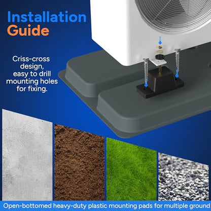 Mini Split Pad with Anti Vibration Paver Pads, 34.6'' x 18'' x 2'' - size: 34.6" x 18" x 2" with Rubber Mat