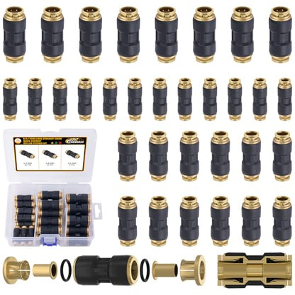 CheeMuii 32PCS Brass DOT Air Line Fittings DOT Quick Connect Straight Union - color: Black, size: 30 PCS
