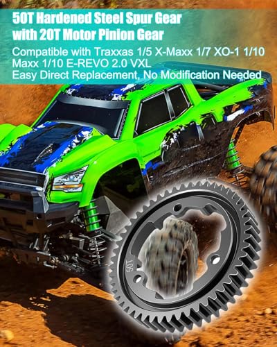 50T M1.0 Spur Gear and 20T Pinion Gear Fit for Traxxas X-Maxx