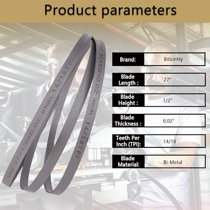 27 Inch Bandsaw Blades 14/18 TPI for DeWalt DCS377, Milwaukee Portable Band Saw Blade - 3 Pack - size: 14/18 TPI