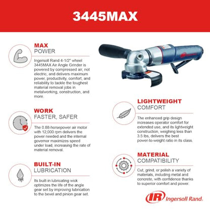 Ingersoll Rand 3445MAX 4.5" Air Angle Grinder/Cutoff Tool, 4.5" Wheel - size: 4.5" Wheel
