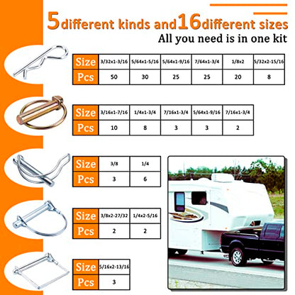 200Pcs Heavy Duty Pin Kit, Hitch Pins, R Clip Hair Pins, PTO Pins - style: 200PCS