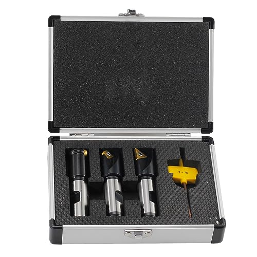 3 Pcs Little Hogger End Mill Set, 45 Degree, 90 Degree and 3/16r Mill with 3/4" Shank, 1" Head, with 3 Carbide Inserts SNHQ322, RNHQ32, TNGQ322