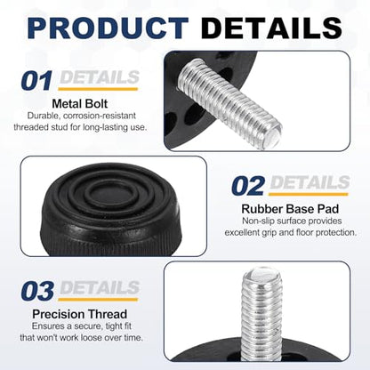 uxcell 8Pcs M6 Thread Adjustable Furniture Levelers, 1.18 x 1.18 - size: M6 x 1.18" x 1.18"