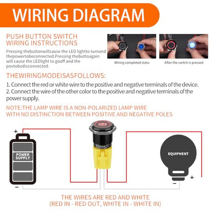 2PCS 22mm 20A Momentary Push Button Switch 12V-24V DC 185 Symbol Discs - color: White-Momentary