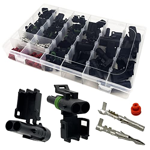 18-14 AWG 2 Pin Connector Waterproof Weather Pack Connectors Kit (20 Set) - size: 2pin/20kit/18-14AWG