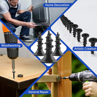 #8 x 5/8 Inch Flat Head Wood Screws, 166 Pcs Black - color: Black 166 Pcs