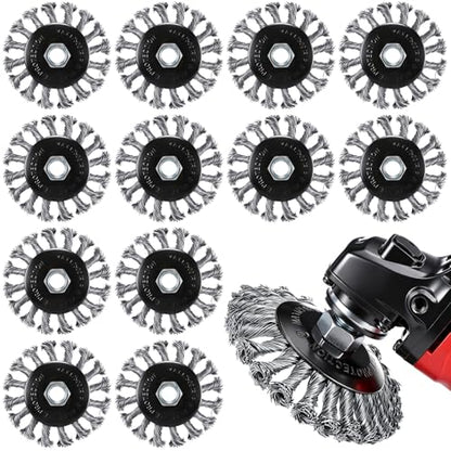 Bokon 12 Pack 4" Wire Wheel Brush for Angle Grinder, 5/8-11 Threaded