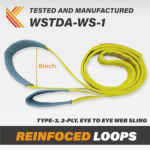 2-Ply Lifting Sling Straps 2”x 15ft - 6200lbs Vertical Capacity Heavy Duty Flat Eye Lift Sling, for Rigging Moving Towing Hoisting -2Pack - Kodiak Straps - color: 2 PACK, size: 2inch x 15ft